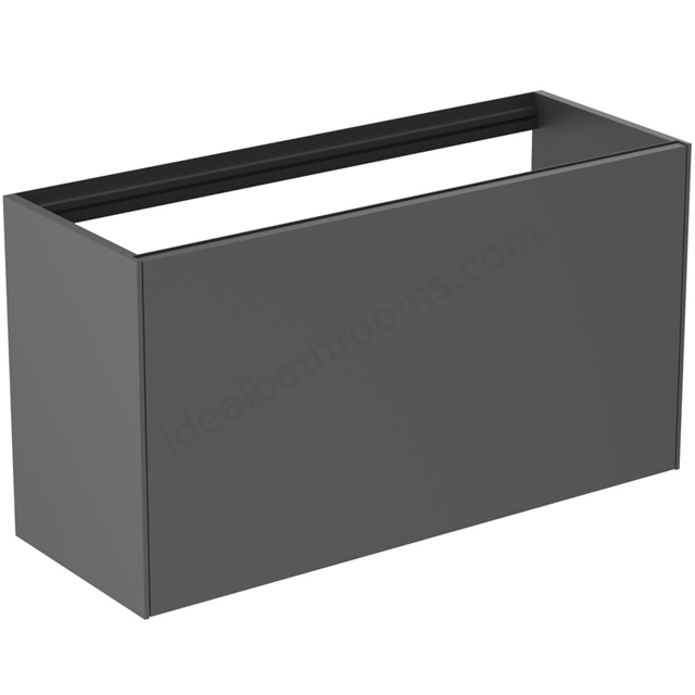Atelier Conca 100cm wall hung short projection washbasin unit with 1 external drawer & 1 internal drawer; no worktop; matt anthracite