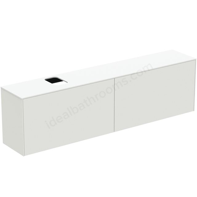 Atelier Conca 200cm wall hung short projection washbasin unit with 2 external drawers & 2 internal drawers; bespoke cutout; matt white