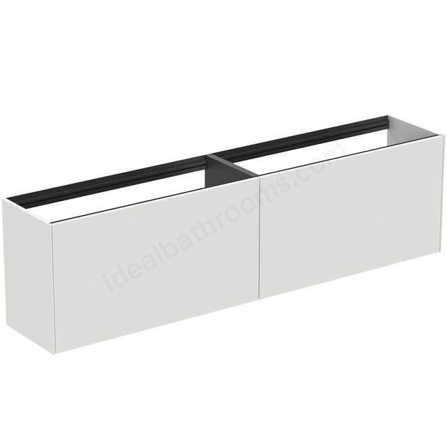 Atelier Conca 200cm wall hung short projection washbasin unit with 2 external drawers & 2 internal drawers; no worktop; matt white