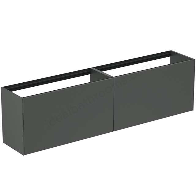 Atelier Conca 200cm wall hung short projection washbasin unit with 2 external drawers & 2 internal drawers; no worktop; matt anthracite
