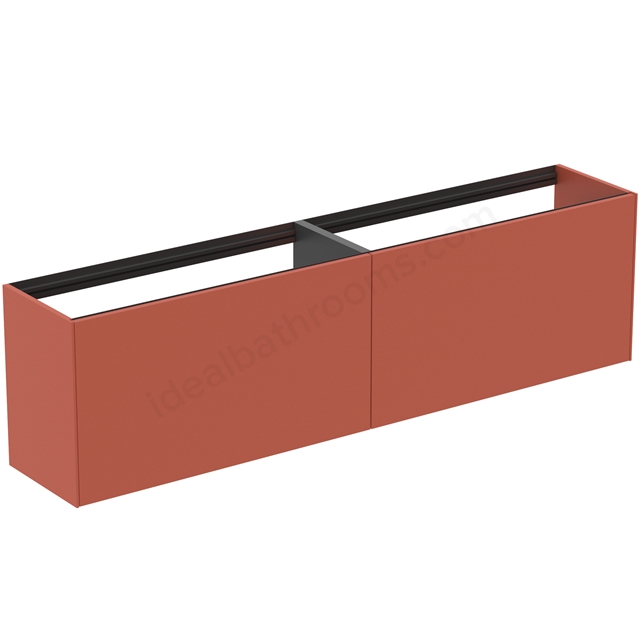 Atelier Conca 200cm wall hung short projection washbasin unit with 2 external drawers & 2 internal drawers; no worktop; matt sunset