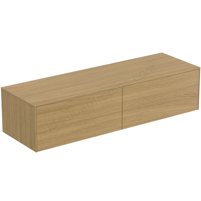 Atelier Conca 160cm wall hung washbasin unit with 2 drawers; no cutout; light oak