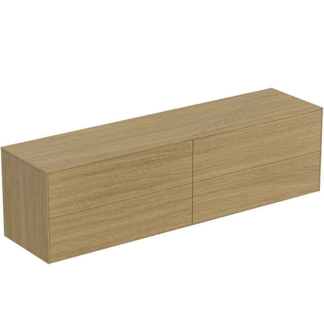 Atelier Conca 200cm wall hung washbasin unit with 4 drawers; no cutout; light oak