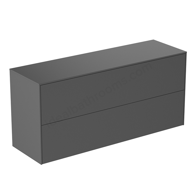 Atelier Conca 120cm wall hung short projection washbasin unit with 2 drawers; no cutout; matt anthracite