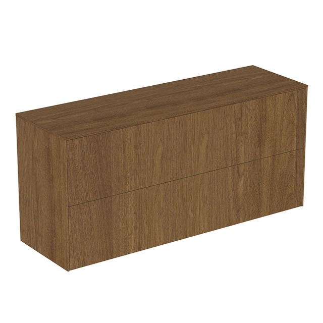 Atelier Conca 120cm wall hung short projection washbasin unit with 2 drawers; no cutout; dark walnut