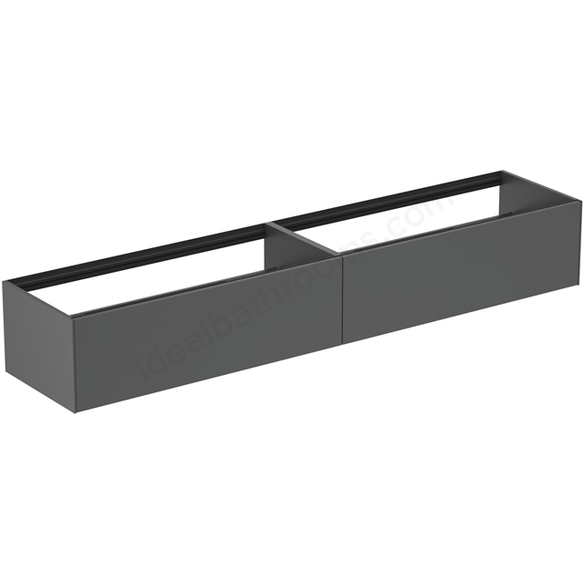 Atelier Conca 240cm wall hung washbasin unit with 2 drawers; no worktop; matt anthracite