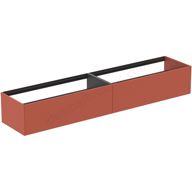 Atelier Conca 240cm wall hung washbasin unit with 2 drawers; no worktop; matt sunset