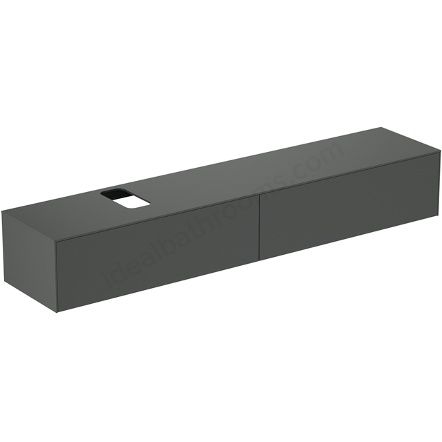 Atelier Conca 240cm wall hung washbasin unit with 2 drawers; bespoke cutout; matt anthracite