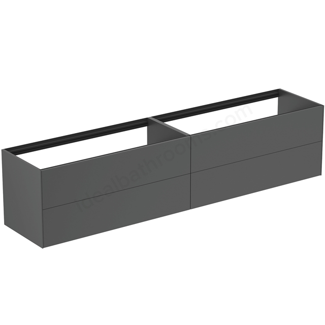 Atelier Conca 240cm wall hung washbasin unit with 4 drawers; no worktop; matt anthracite