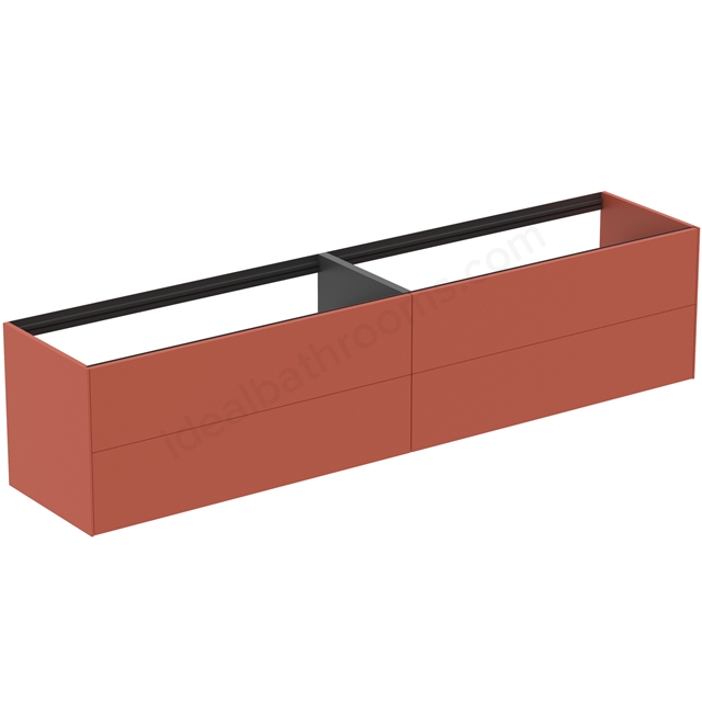Atelier Conca 240cm wall hung washbasin unit with 4 drawers; no worktop; matt sunset