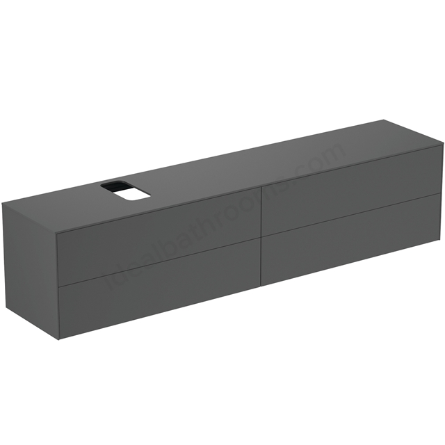 Atelier Conca 240cm wall hung washbasin unit with 4 drawers; bespoke cutout; matt anthracite