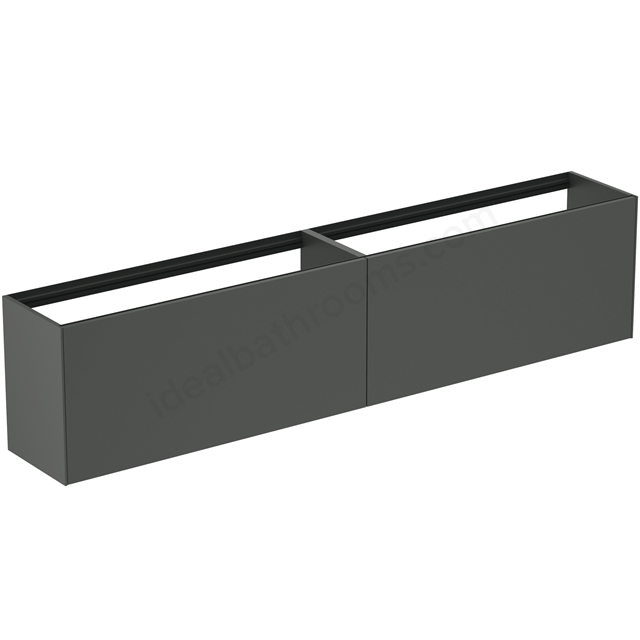 Atelier Conca 240cm wall hung short projection washbasin unit with 2 external drawers & 2 internal drawers; no worktop; matt anthracite