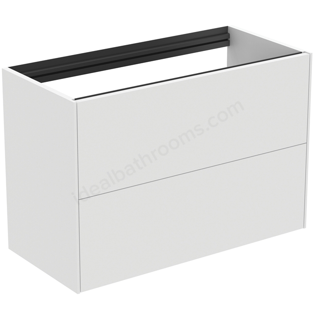 Atelier Conca 80cm wall hung short projection washbasin unit with 2 drawers; no worktop; matt white