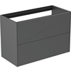 Atelier Conca 80cm wall hung short projection washbasin unit with 2 drawers; no worktop; matt anthracite