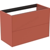 Atelier Conca 80cm wall hung short projection washbasin unit with 2 drawers; no worktop; matt sunset