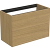 Atelier Conca 80cm wall hung short projection washbasin unit with 2 drawers; no worktop; light oak