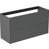 Atelier Conca 100cm wall hung short projection washbasin unit with 2 drawers; no worktop; matt anthracite