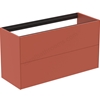 Atelier Conca 100cm wall hung short projection washbasin unit with 2 drawers; no worktop; matt sunset