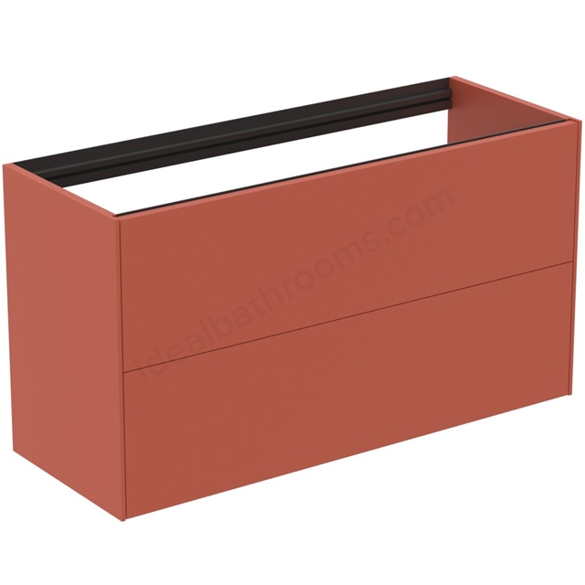 Atelier Conca 100cm wall hung short projection washbasin unit with 2 drawers; no worktop; matt sunset