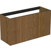 Atelier Conca 100cm wall hung short projection washbasin unit with 2 drawers; no worktop; dark walnut