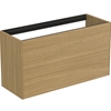 Atelier Conca 100cm wall hung short projection washbasin unit with 2 drawers; no worktop; light oak