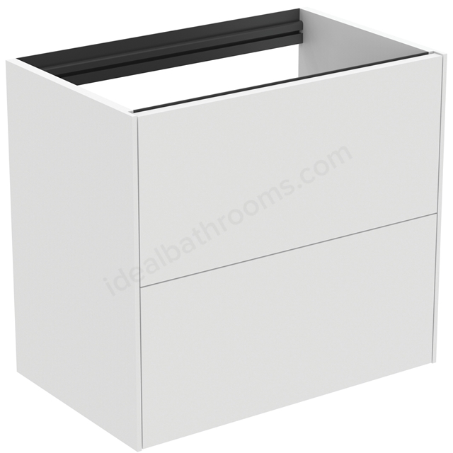 Atelier Conca 60cm wall hung short projection washbasin unit with 2 drawers; no worktop; matt white