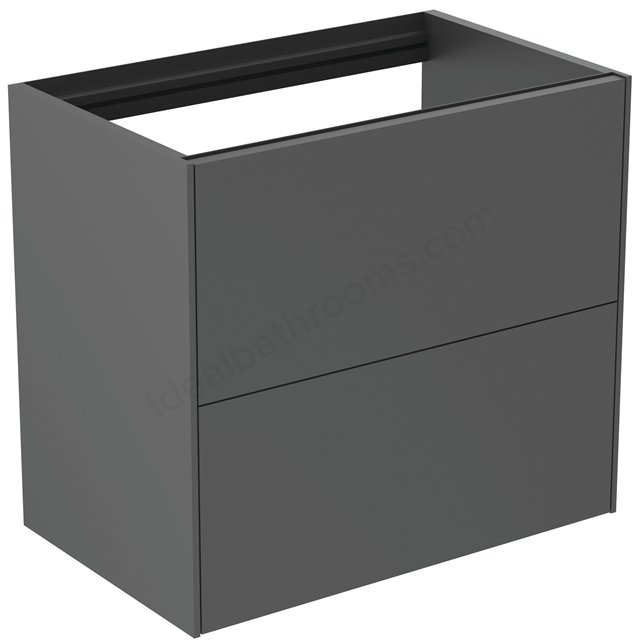 Atelier Conca 60cm wall hung short projection washbasin unit with 2 drawers; no worktop; matt anthracite