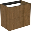 Atelier Conca 60cm wall hung short projection washbasin unit with 2 drawers; no worktop; dark walnut