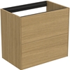 Atelier Conca 60cm wall hung short projection washbasin unit with 2 drawers; no worktop; light oak