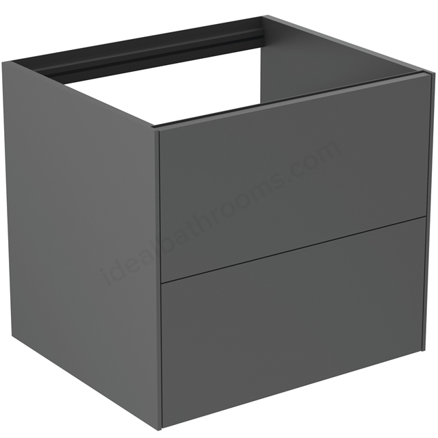 Atelier Conca 60cm wall hung washbasin unit with 2 drawers; no worktop; matt anthracite