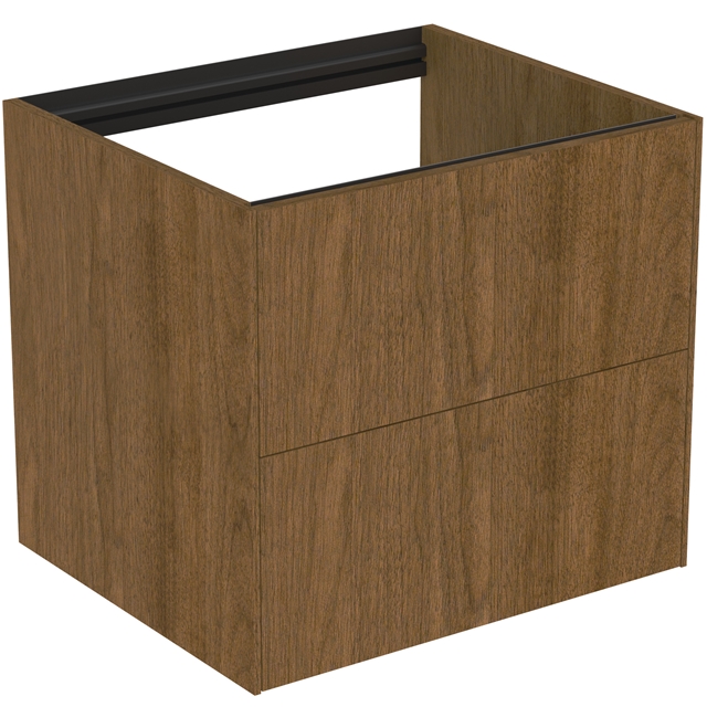 Atelier Conca 60cm wall hung washbasin unit with 2 drawers; no worktop; dark walnut