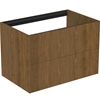 Atelier Conca 80cm wall hung washbasin unit with 2 drawers; no worktop; dark walnut