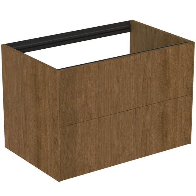 Atelier Conca 80cm wall hung washbasin unit with 2 drawers; no worktop; dark walnut