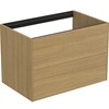 Atelier Conca 80cm wall hung washbasin unit with 2 drawers; no worktop; light oak