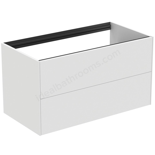 Atelier Conca 100cm wall hung washbasin unit with 2 drawers; no worktop; matt white