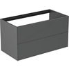 Atelier Conca 100cm wall hung washbasin unit with 2 drawers; no worktop; matt anthracite