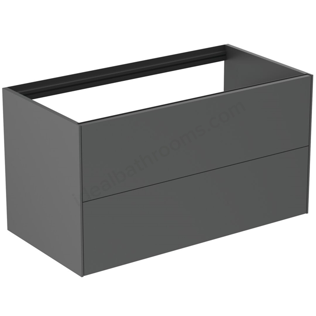Atelier Conca 100cm wall hung washbasin unit with 2 drawers; no worktop; matt anthracite