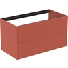 Atelier Conca 100cm wall hung washbasin unit with 2 drawers; no worktop; matt sunset