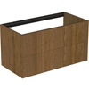 Atelier Conca 100cm wall hung washbasin unit with 2 drawers; no worktop; dark walnut