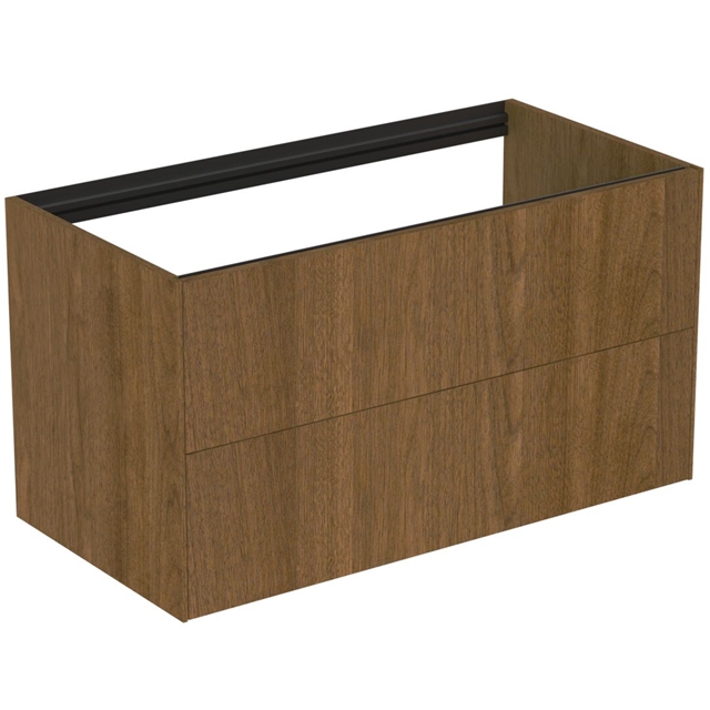 Atelier Conca 100cm wall hung washbasin unit with 2 drawers; no worktop; dark walnut