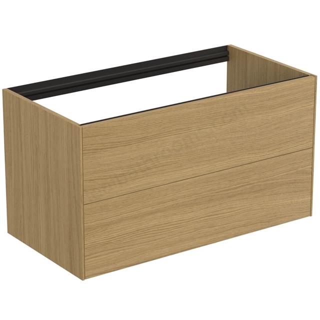 Atelier Conca 100cm wall hung washbasin unit with 2 drawers; no worktop; light oak