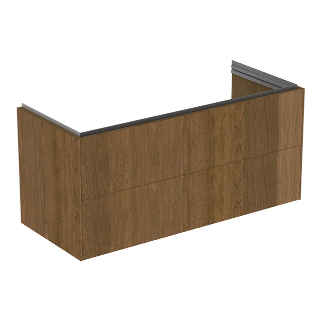 Atelier Conca 120cm wall hung vanity unit with 2 drawers; dark walnut