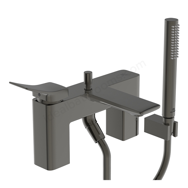 Atelier Conca Single Lever 2 Tap Hole Hole Bath Shower Mixer w/ Shower Set - Magnetic Grey