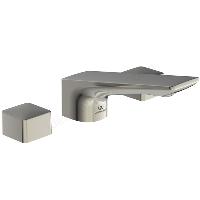 Atelier Conca Deck Mounted 3 Tap Hole Basin Mixer w/ Pop-Up Waste - Silver Storm