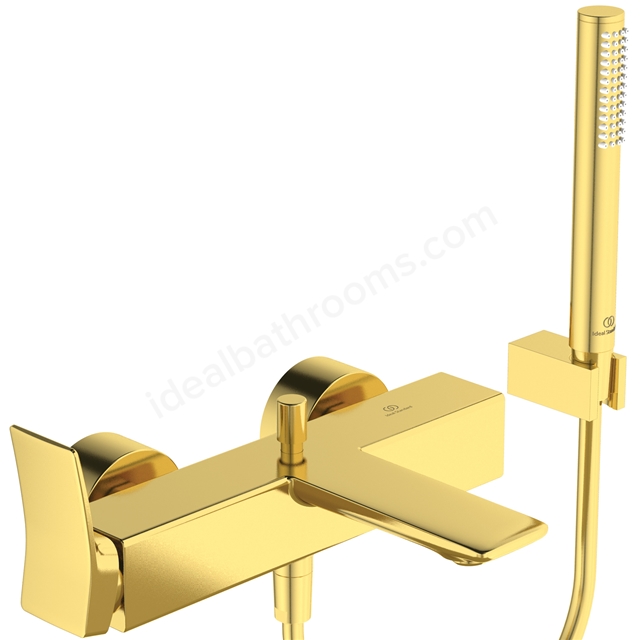 Atelier Conca single lever exposed bath shower mixer with kit; brushed gold