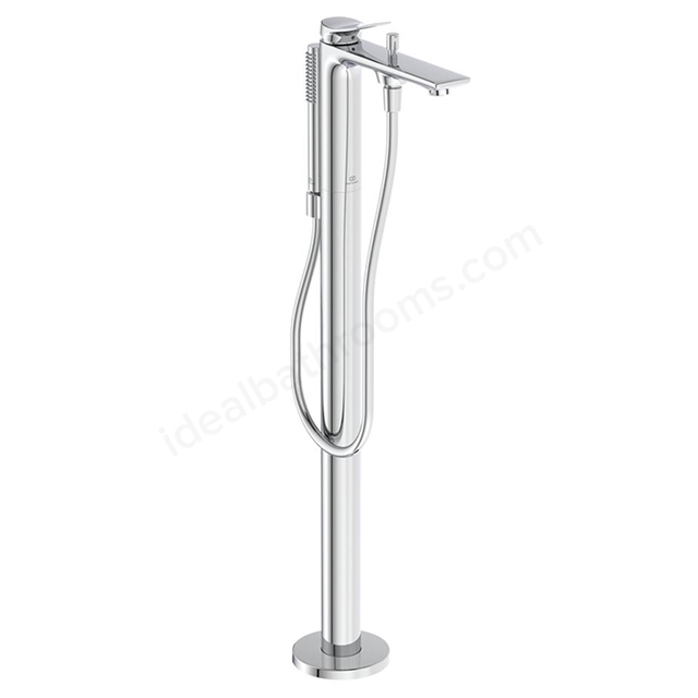 Atelier Conca single lever freestanding bath shower mixer with shower set; chrome