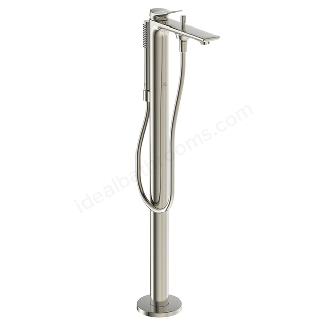Atelier Conca single lever freestanding bath shower mixer with shower set; silver storm