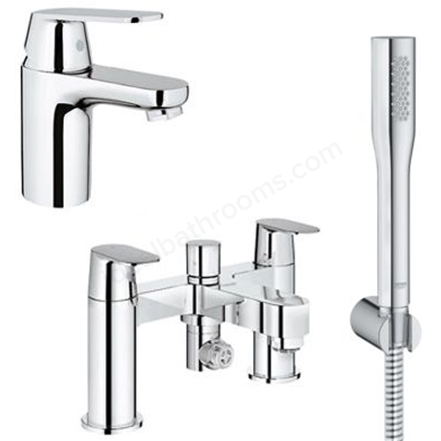 Grohe Eurosmart Cosmo Basin Mixer Bath Shower Mixer & Kit - Chrome