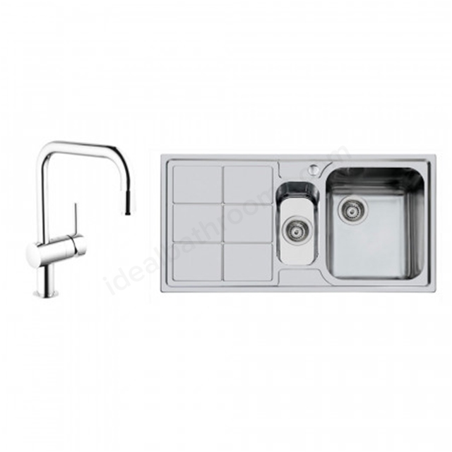 Grohe Minta Kitchen Tap with Extractable Spray & Foster S3000 1.5 Sink Bowl; RH