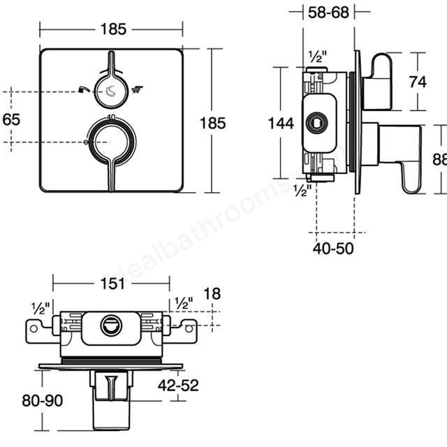 Ideal Standard Freedom Built-in Thermostatic Shower Mixer + Diverter ...